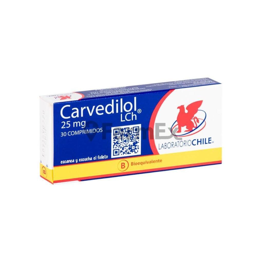 Carvedilol 25 mg x 30 comprimidos susc-1 de 6 meses Farmex-Suscripciones-Persistente